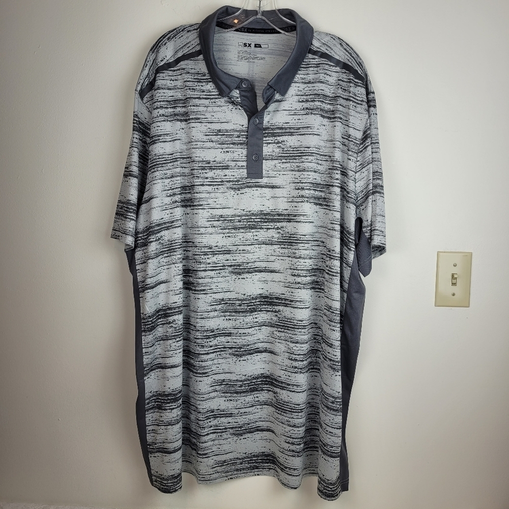 MSX Michael Strahan Men's Heather Gray White Performance Shirt sporty golf 3XLT
